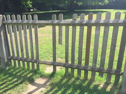 Broken play area fence