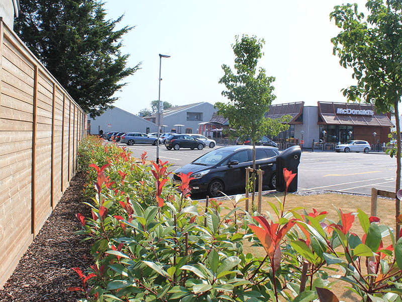 Acoustic barriers for McDonalds drive-thru Acoustic barriers for drive-thru