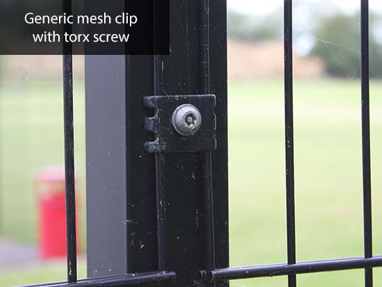 Low security mesh fencing clips