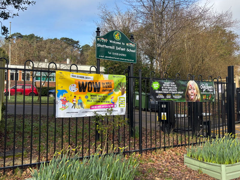 Steel fencing for infant school