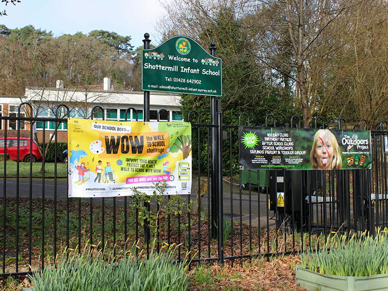 Steel fencing for schools powder coated black