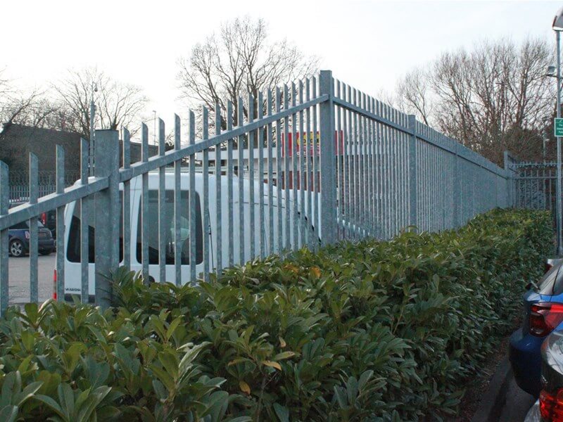 Raked Galvanised Barbican Fencing