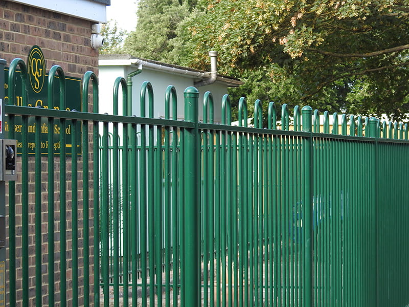 Green school railings
