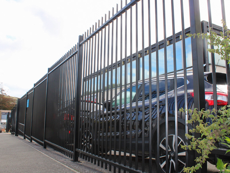black galvanised steel railings for car park