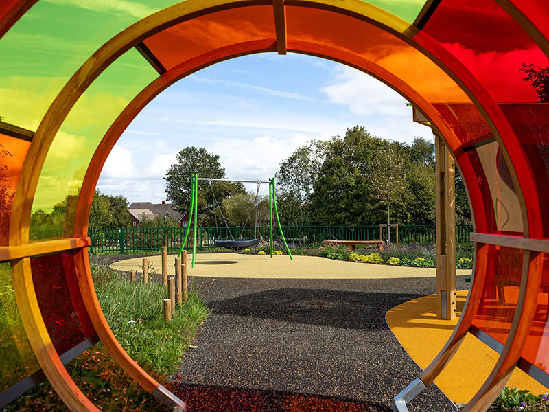 Metal playground railings