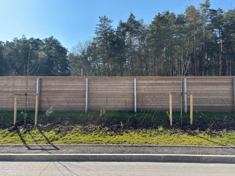 Rear view of acoustic barriers