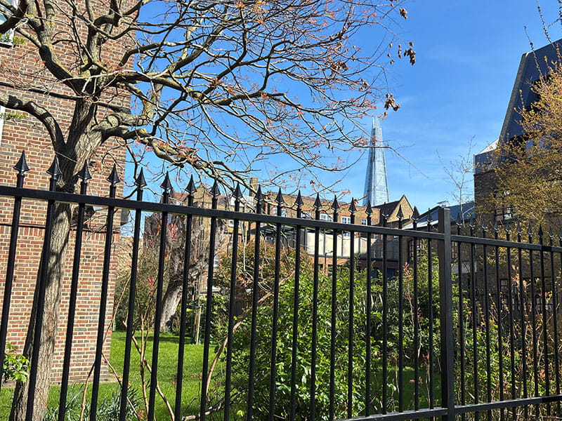 Metal garden railings