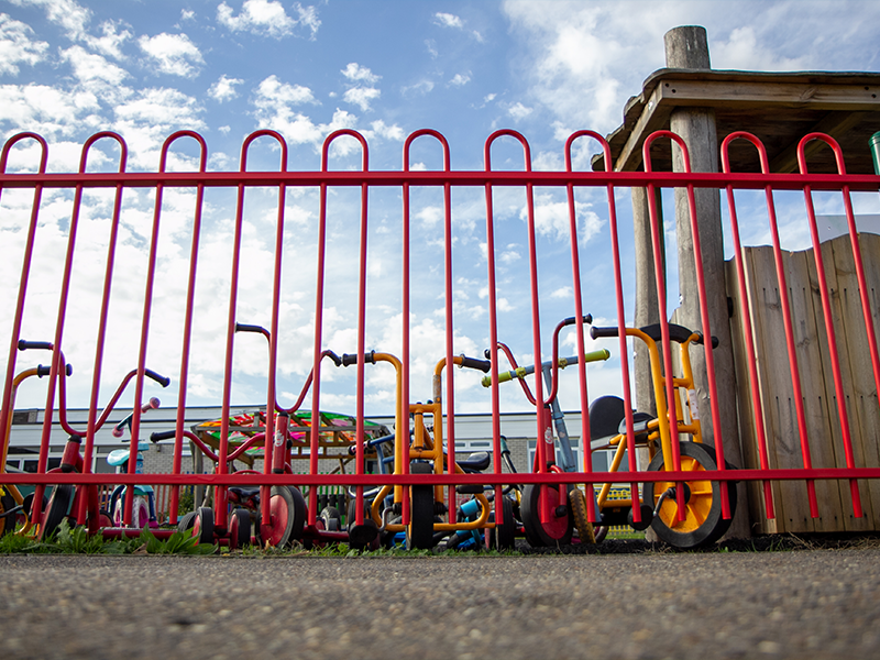 coloured playground fencing