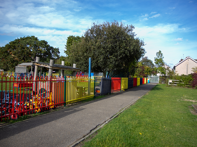 metal multi coloured fencing