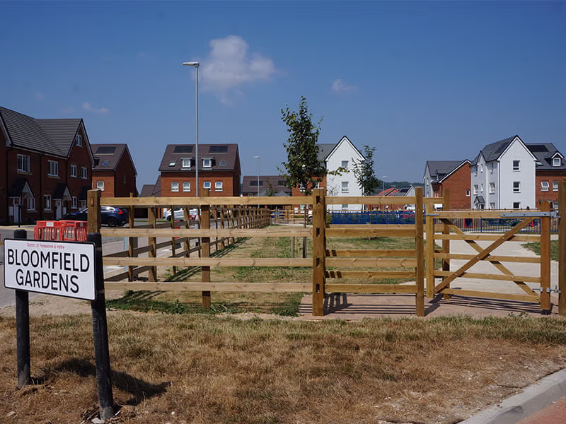 Playground Post and Rail Fencing and Gate for Housebuilder