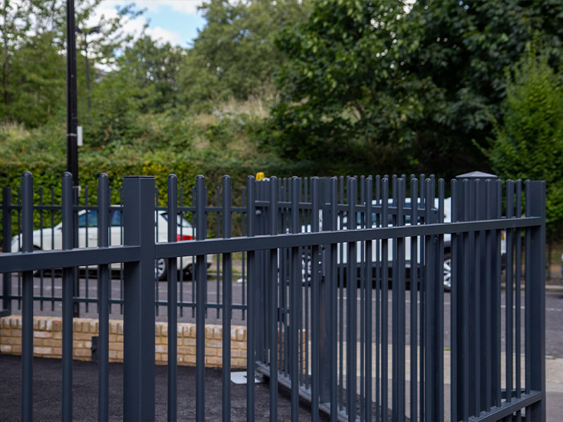 Vertical bar railings grey