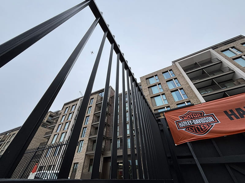 Vertical bar gates for Harley Davidson dealership