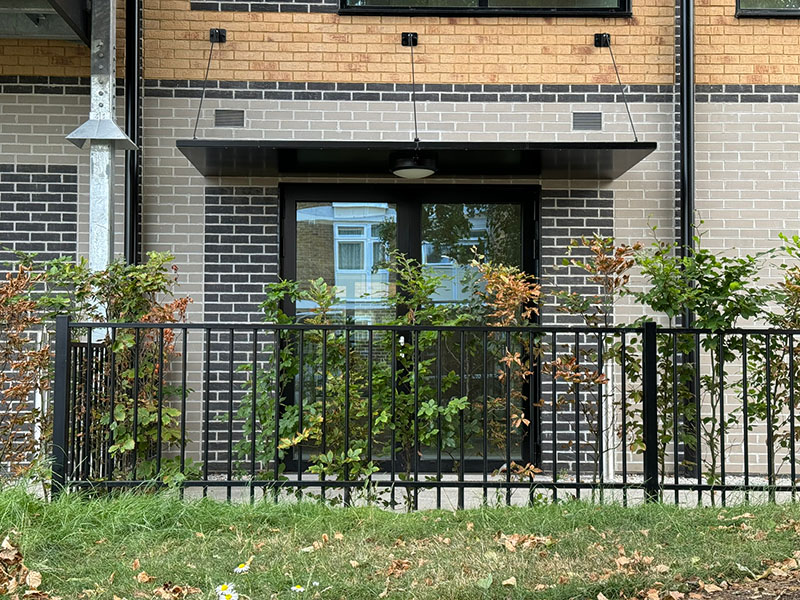 Black metal boundary railing