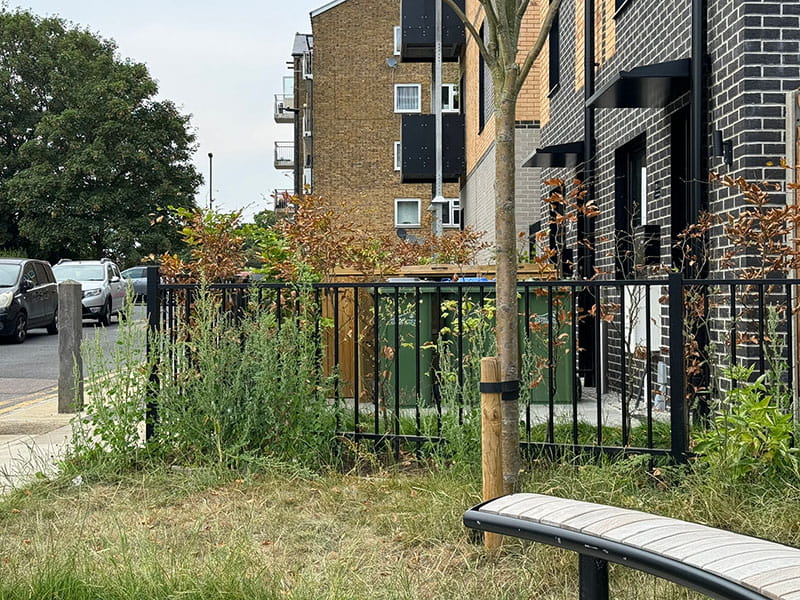 Black metal railings