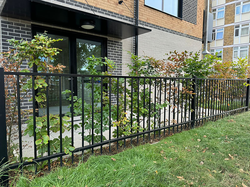 Housing perimeter steel fencing
