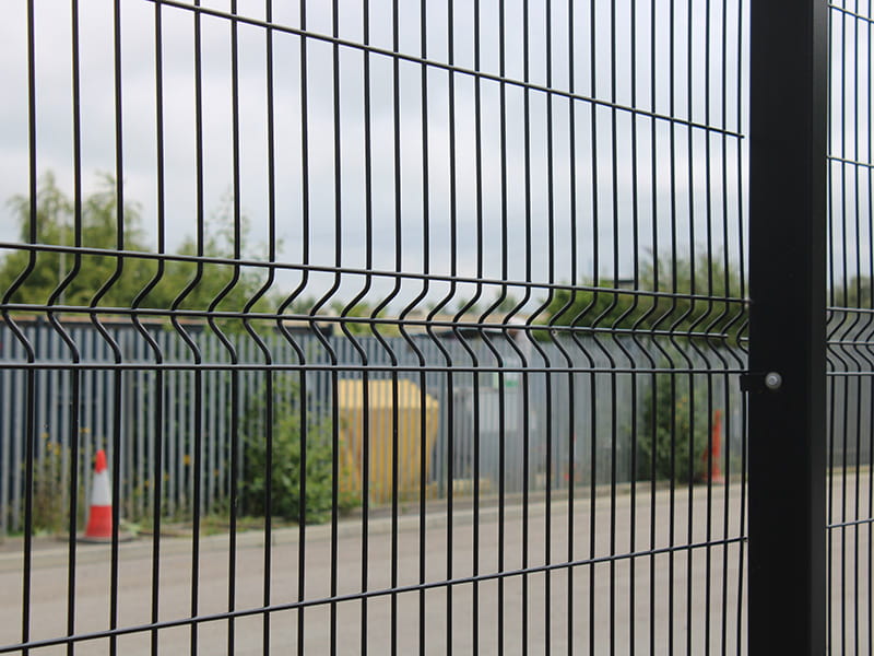 V mesh security fencing system powder coated black