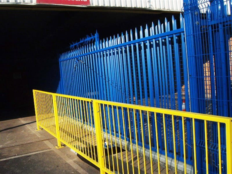 Automated sliding gate and pedestrian guard rail