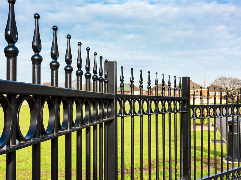 Black metal railings