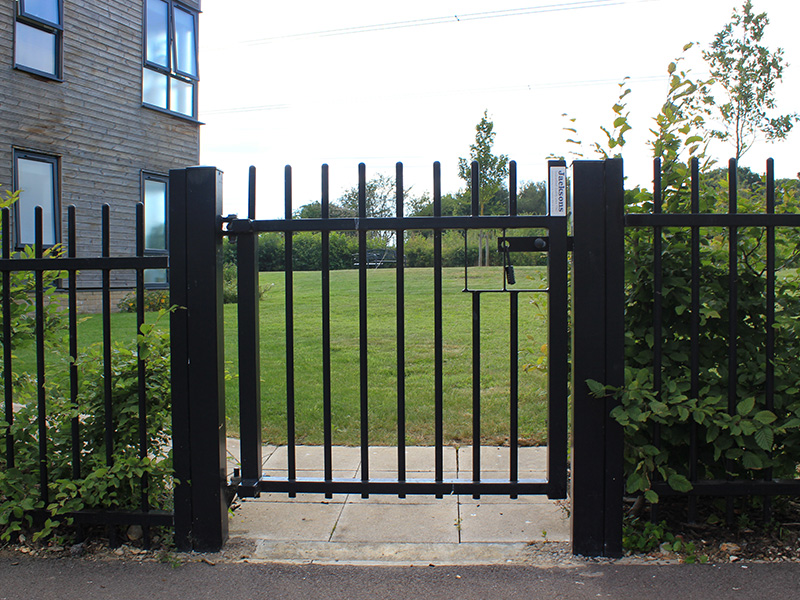 Powder coated black Barbican gate