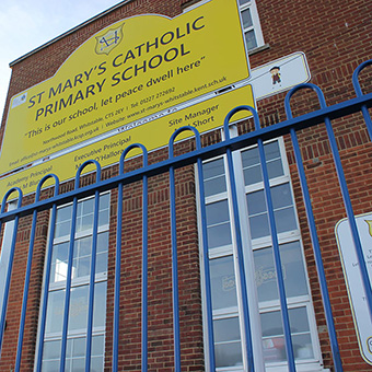 school metal railings
