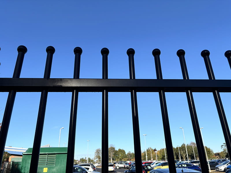 Black metal railings
