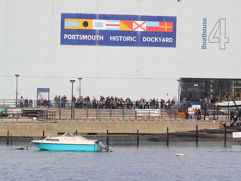 Security fencing in the sea by Portsmouth Historic Dockyard