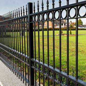 Metal railings fence post