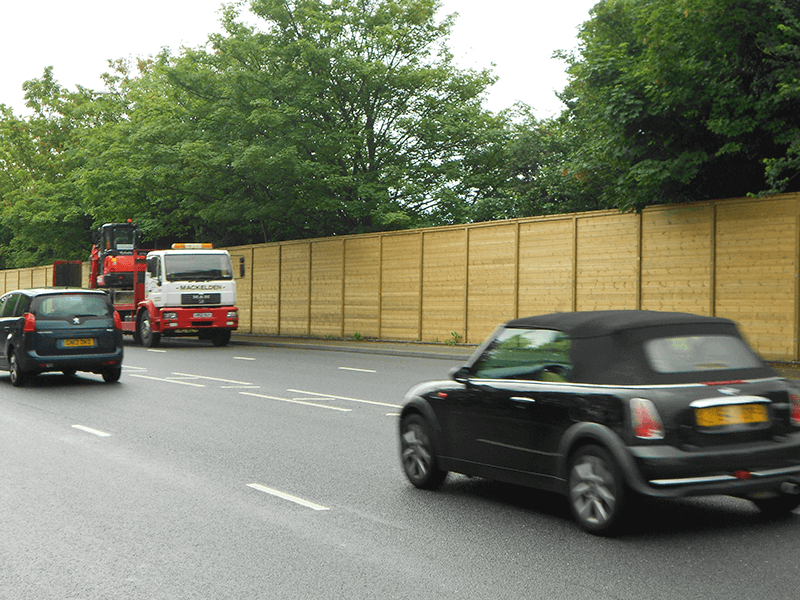 Timber Acoustic Fencing Roadside