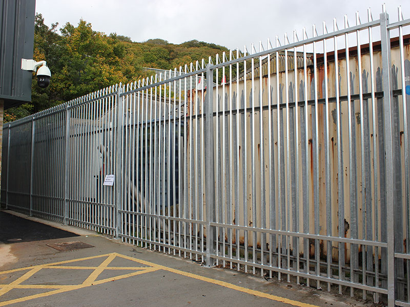 Blue Barbican Barbed Top A1 Security Rated Vertical Bar Fencing