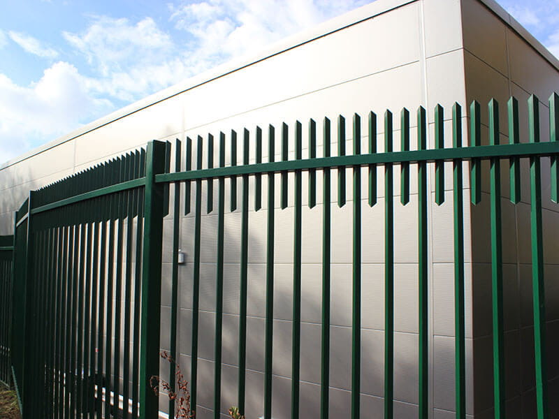 Green Barbican Extra A1 Security Rated Vertical Bar Fencing