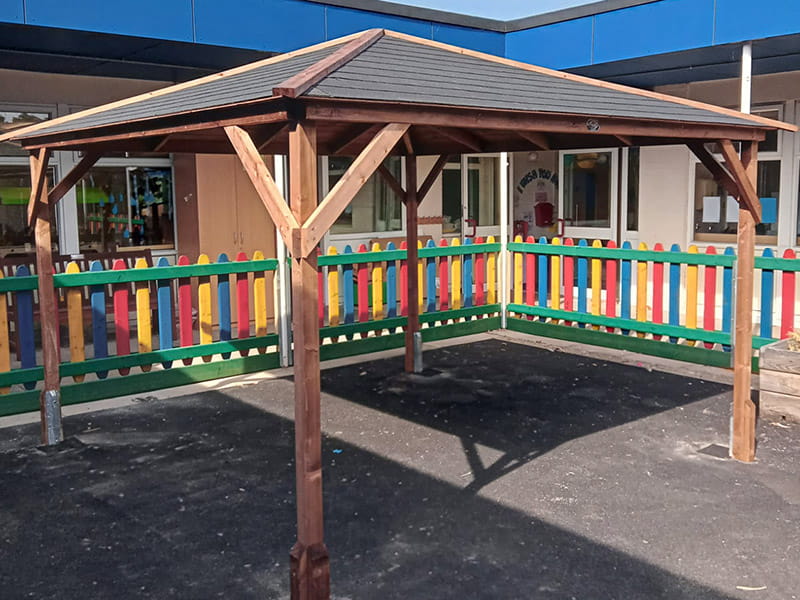 Colourful playground fencing