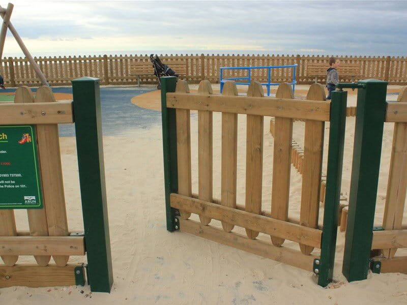 Playground gate timber self closing