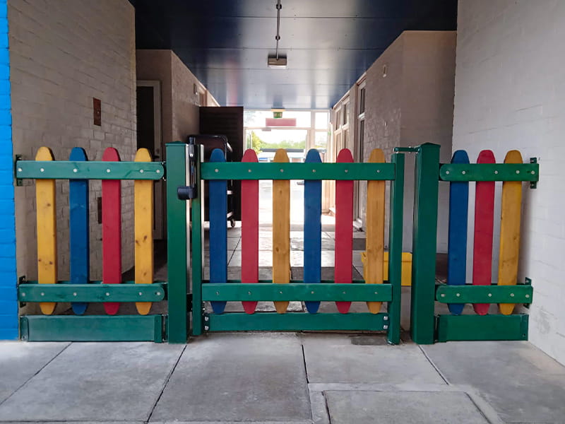 Multicoloured playground fencing
