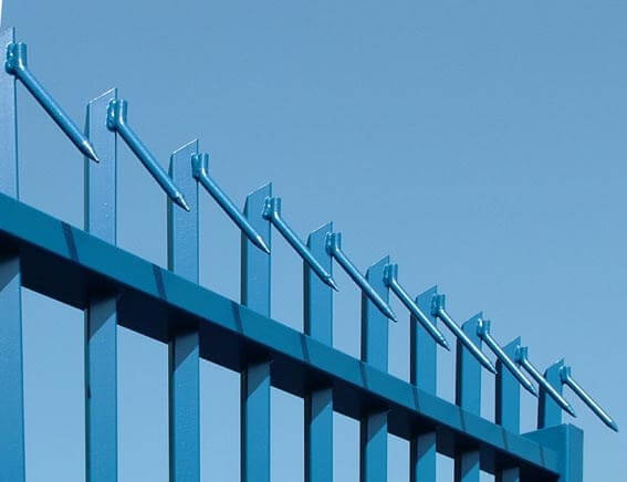 Blue Barbican Barbed Top Vertical Bar Fencing