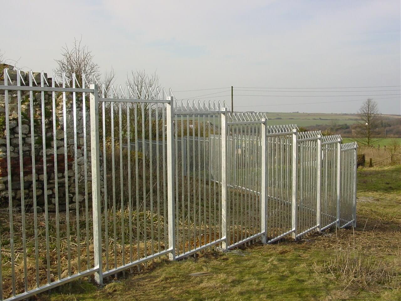 Galvanised Stepped Barbican Barbed Top Fencing With Galvanised Finish
