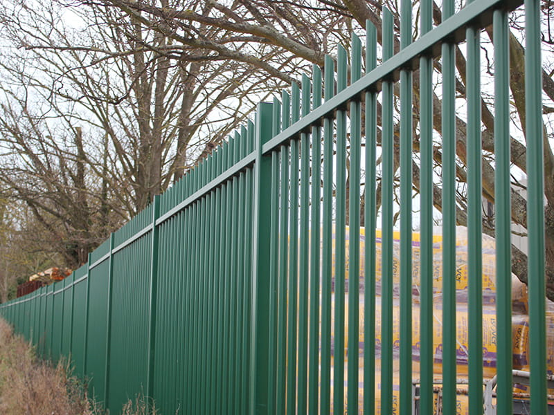 Round pale vertical bar railings