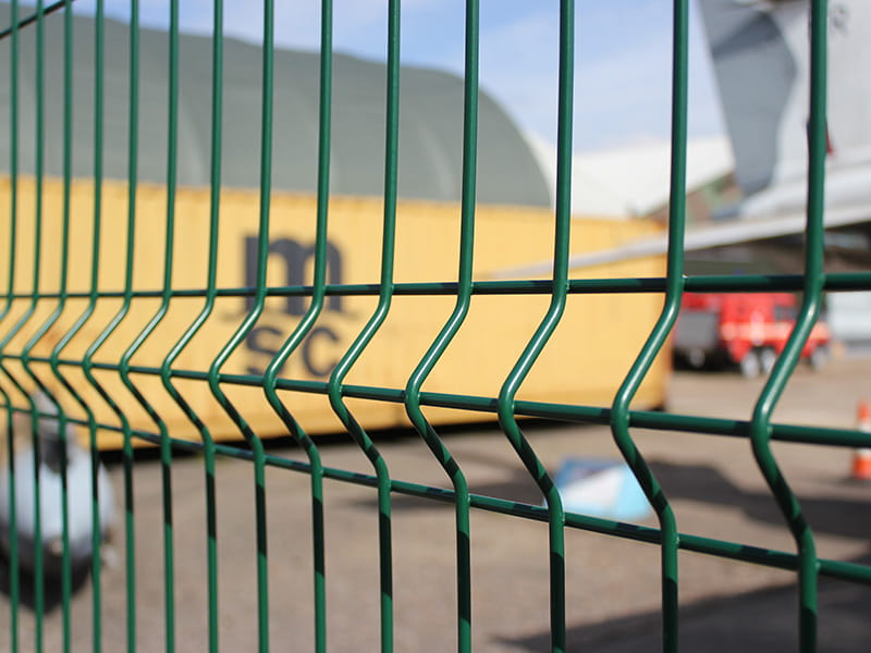 V mesh fencing around RAF museum