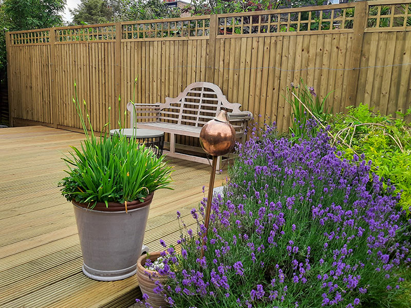 featherboard fence panels with decking