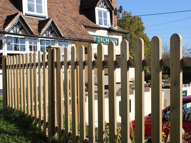 Timber fencing for pub